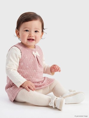 Lc Waikiki Yeni Sezon Pembe Bisiklet Yaka Nakışlı Kız Bebek Kapitone Elbise