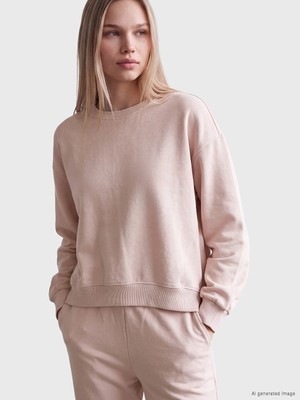 Lc Waikiki Yeni Sezon Pembe Bisiklet Yaka Oversize Kadın Sweatshirt