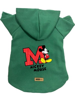 Esranın Dünyası Monopetz Kapişonlu Polar Sweatshirt Köpek ve Kedi Kıyafeti & Elbisesi Yeşil Yeni Mickey 2 M