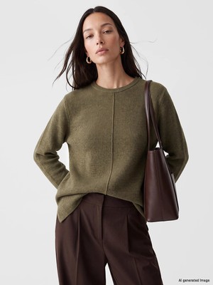 Lc Waikiki Yeni Sezon Haki Bisiklet Yaka Oversize Kadın Tunik