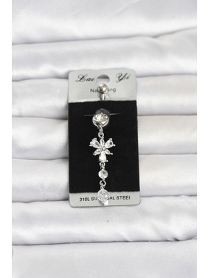 Efnaz Style 316L Cerrahi Çelik Sallantılı Zirkon Taşlı Model Göbek Piercing