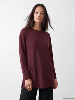 Lc Waikiki Yeni Sezon Mürdüm Bisiklet Yaka Soft Touch Kadın Tunik
