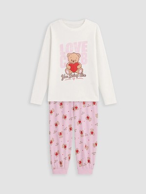 Lc Waikiki Yeni Sezon Ekru Bisiklet Yaka Kız Çocuk Pijama Takım