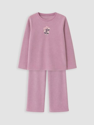 Lc Waikiki Yeni Sezon Lila Bisiklet Yaka Kız Çocuk Polar Pijama Takım