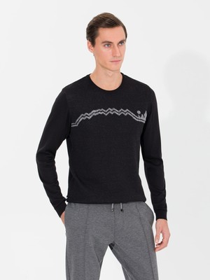 Cacharel Black Slim Fit Crew Neck Knit Sweater