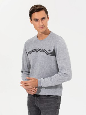 Cacharel Grey Slim Fit Crew Neck Knit Sweater
