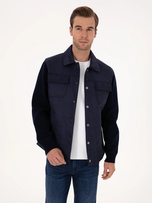 Cacharel Navy Faux Leather Jacket