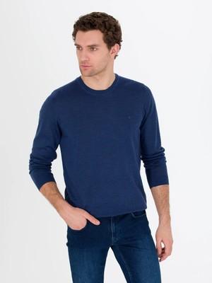 Cacharel Indigo Slim Fit Crew Neck Knit Sweater