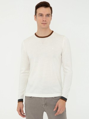 Cacharel Ecru Regular Fit Crew Neck Knit Sweater