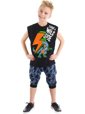 Şimşek Dino Erkek Çocuk T-Shirt Kapri Şort Takım