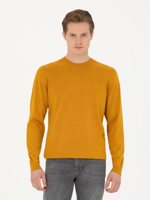 Cacharel Yellow Slim Fit Crew Neck Knit Sweater