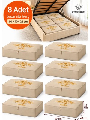 Umbellatum 8 Adet Bej Baza Tipi Hurç 60X40x22 cm Hava Geçirgenliği ile Güvenli Saklama