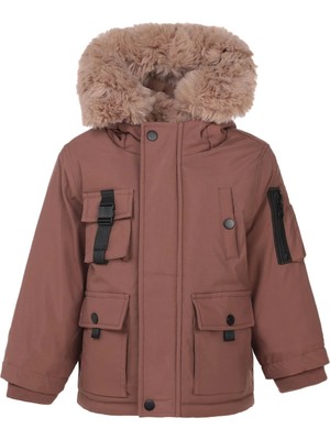 Civil Boys Fur-Trimmed Hooded Jacket 2-5 Years - Brown