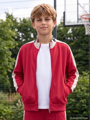Civil Boys' Pique Active Cardigan | Pique Long Sleeve Mandarin Collar | School, Nursery And Daily Wear - Burgundy