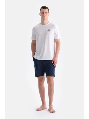 Dagi White Print Detail T-Shirt And Shorts Set