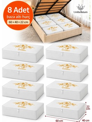 Umbellatum 8 Adet Beyaz Baza Tipi Hurç 60x40x22 cm Baza Altı Büyük Boy Saklama Hurcu