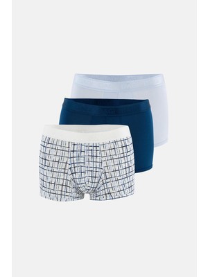Dagi Light Blue-Blue 3-Pack Patterned Micro Modal Boxer