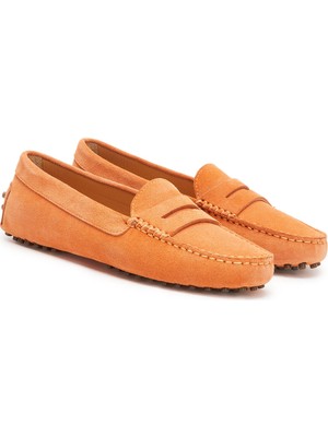 George Hogg Orange Women's Casual Comfort Suede Loafers