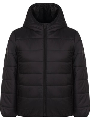 Civil Boys Boys Ray Patterned Glossy Coat | Micro Long Sleeve Hooded | School, Nursery & Daily Use - Black
