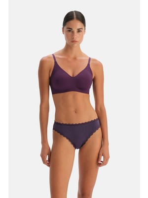 Dagi Lilac-Purple 3-Pack Lace Waist And Leg Detail Plain Brief Panties