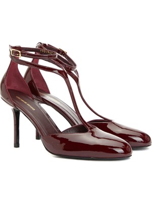 George Hogg Burgundy Patent Heeled Shoes