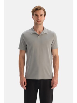 Dagi Grey Polo Collar Pique T-Shirt