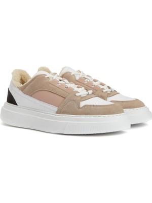 Divarese Dıvarese White Beige Women's Leather Sneakers