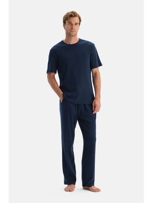 Dagi Navy Short Sleeve Interlock T-Shirt And Pants Set