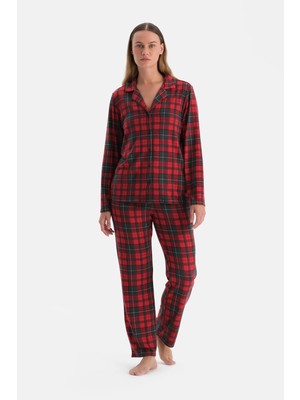 Dagi Red Plaid Thermal Shirt And Pants Pajama Set