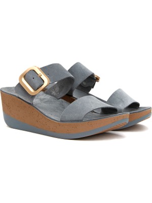 Divarese Dıvarese Women's Blue Leather Slides