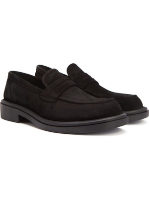 George Hogg Black Men's Suede Loafers
