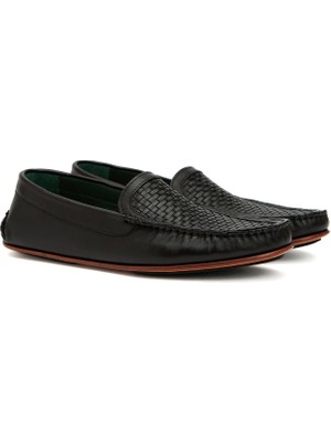 George Hogg Black Men's Leather Loafers