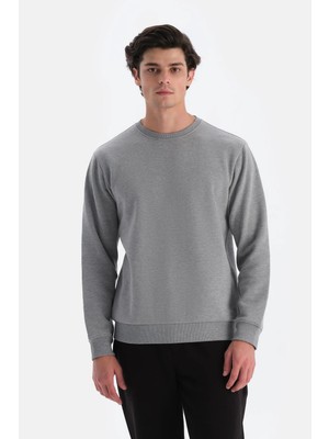 Dagi Grey Melange Men's Brushed Fleece Lined Sweatshirt