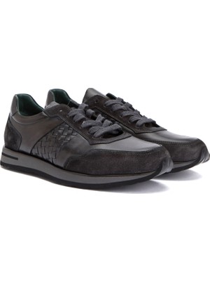 George Hogg Anthracite Men's Leather Sneakers