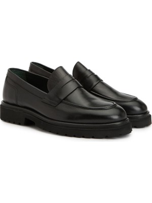 George Hogg Black Men's Leather Loafers