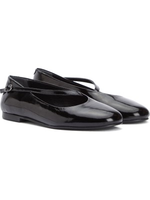 Divarese Dıvarese Black Strap Leather Ballet Flats