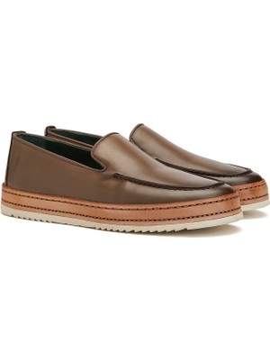 George Hogg Mink Saddle Stitch Detail Men's Leather Loafer
