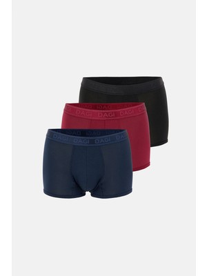 Dagi Burgundy-Black 3-Pack Patterned Micro Modal Boxer