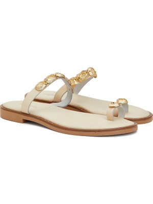 Divarese Dıvarese White Embellished Women's Slides