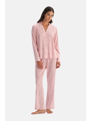 Dagi Light Pink Paisley Pattern Shirt And Pants Set