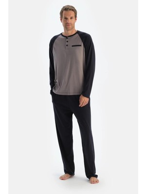 Dagi Black Raglan Sleeve Detail T-Shirt And Pants Pajama Set
