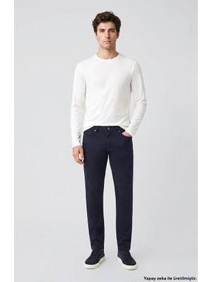 Network Navy Dobby Pattern Casual Trousers