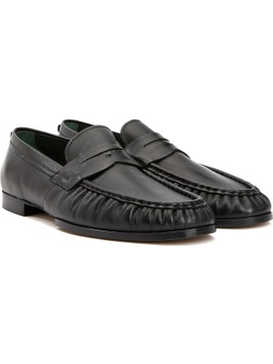 George Hogg Black Men's Leather Loafers