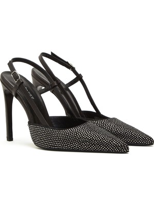 Divarese Dıvarese Black Rhinestone Embellished Suede Pumps