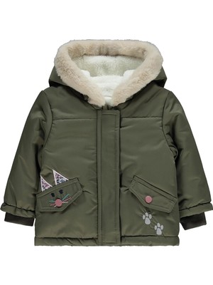 Civil Baby Bunny Ear Embroidered 6-18 Months Coat - Khaki