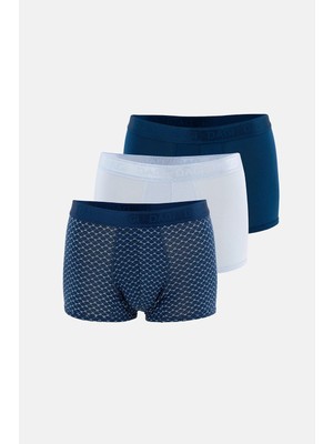Dagi Light Blue-Blue 3-Pack Patterned Micro Modal Boxer