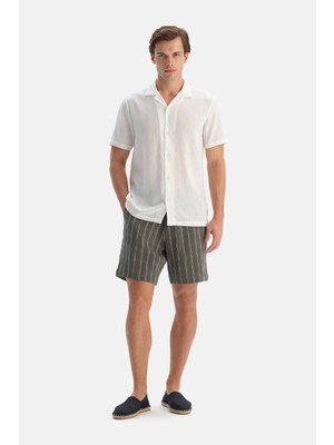Dagi Light Green Striped Shorts