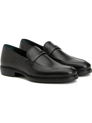 George Hogg Black Men's Leather Loafers