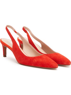 Divarese Dıvarese Red Elastic-Detail Suede Heeled Shoes