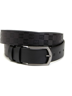 George Hogg Black Logo Pattern Men's Leather Belt